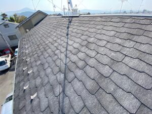 京都市山科区にて屋根修理＜スレートからスーパーガルテクトへのカバー工法＞の施工前写真